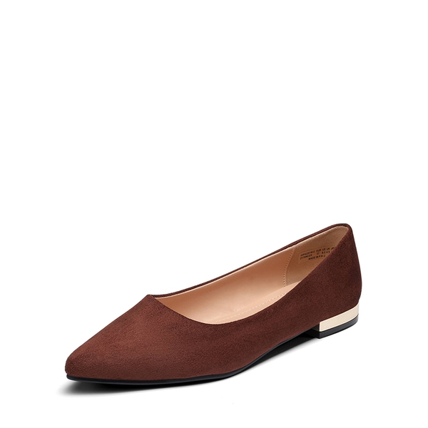 Pointed Toe Ballet Flats - BROWN SUEDE -  0